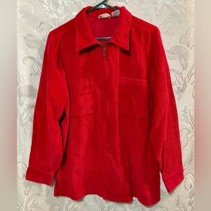 Weekend Provisions Red Corduroy Oversized Zip Up Outerwear